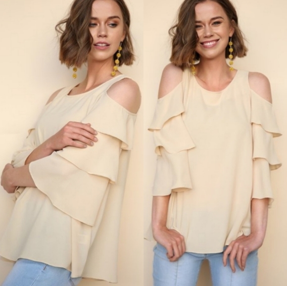 FINAL SALE 🆕🌿RUFFLE SLEEVE BLOUSE🌿 - Picture 3 of 5